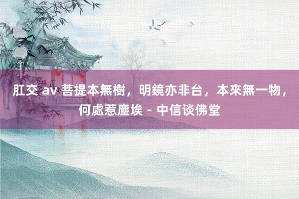肛交 av 菩提本無樹,明鏡亦非台,本來無一物,何處惹塵埃 - 中信谈佛堂
