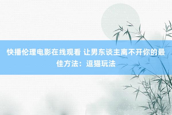 快播伦理电影在线观看 让男东谈主离不开你的最佳方法：逗猫玩法