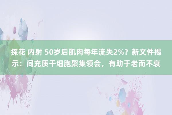 探花 内射 50岁后肌肉每年流失2%？新文件揭示：间充质干细胞聚集领会，有助于老而不衰